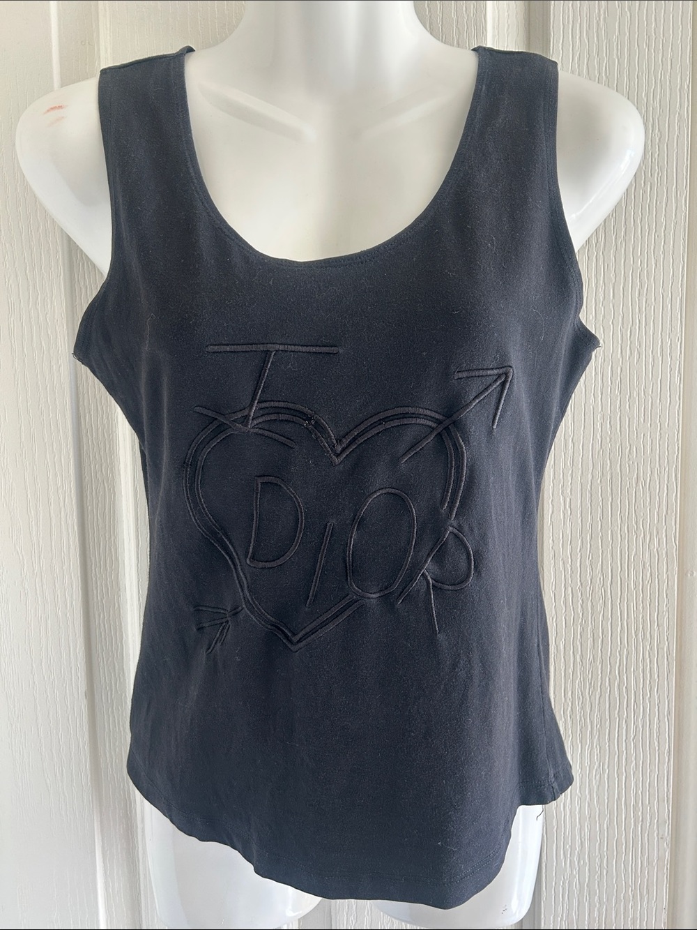 Dior Black Embroidered Logo Heart Women’s Top
